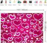 Hot Pink Heart Photo Backdrop 10x8FT Galentines Day Decorations