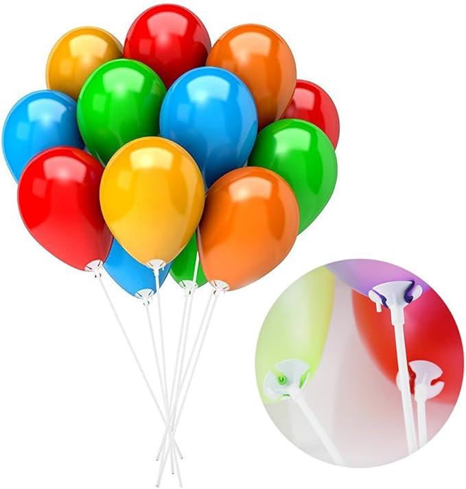 PP OPOUNT Upgraded Version 100 Pieces White Plastic Balloon Sticks