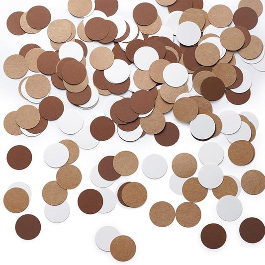Brown Kraft Tan and Ivory Cream Paper Confetti Table Decoration for