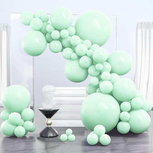 PartyWoo Mint Green Balloons 100 pcs Different Sizes Pack of 36 18 12