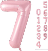 Light Pink Foil Balloon Number 7, 40'' Giant Self Inflating Number