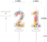 21nd Birthday Candle for Cake, Colorful Macaron Numeral Candles for