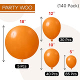 PartyWoo Burnt Orange Balloons 140pcs Different Sizes of 18 12 10 5