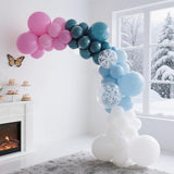 Pink and Blue Snowflake Balloons, 12 Inch Winter Wonderland Dusty