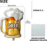 Beer Cup Balloons Set of 4, Beer Mug Cheers Foil Balloons Fit For