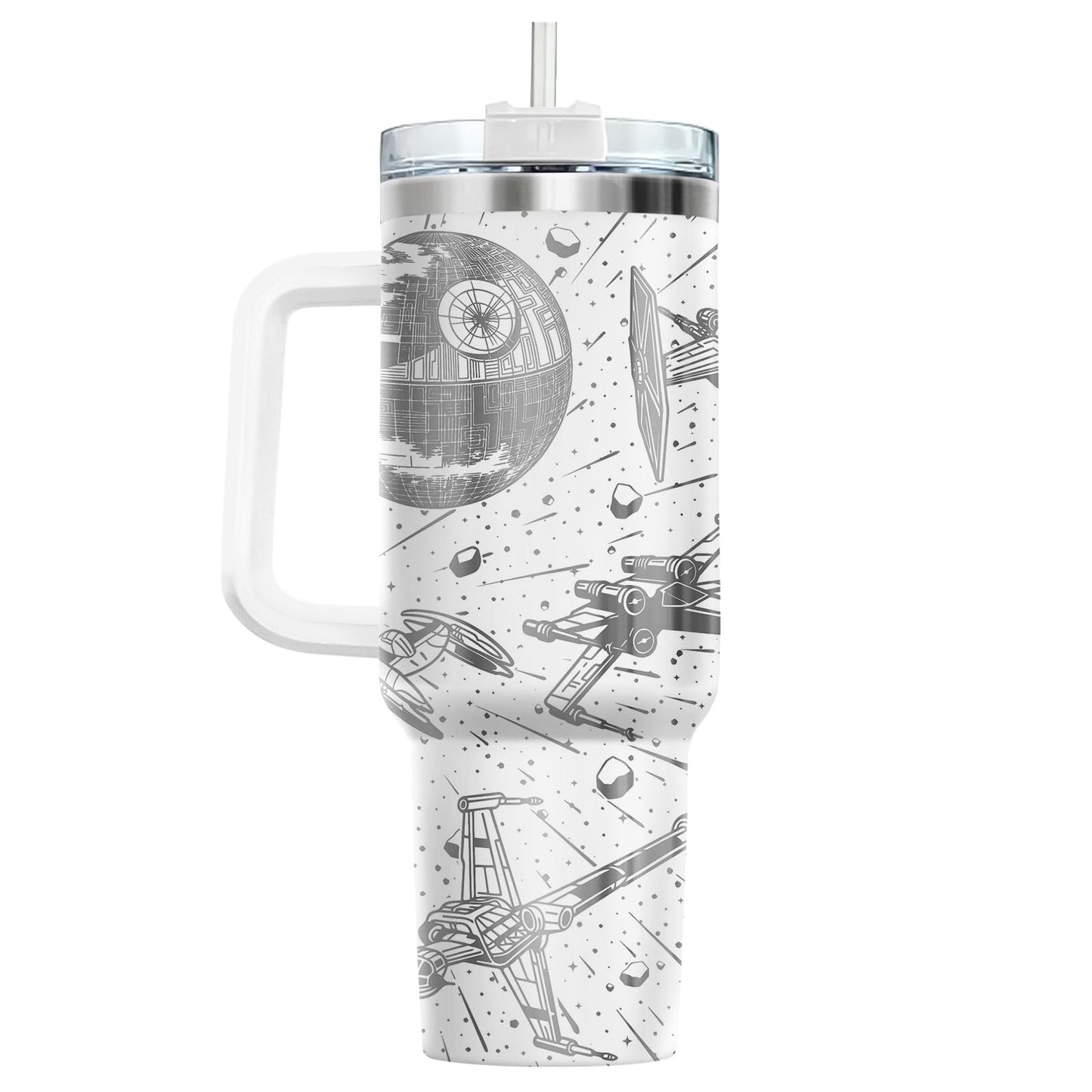34HD Galaxy Spaceship Tumbler 40oz with Handle and Straw - Sci-Fi Star