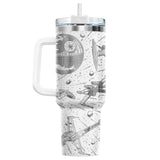 34HD Galaxy Spaceship Tumbler 40oz with Handle and Straw - Sci-Fi Star
