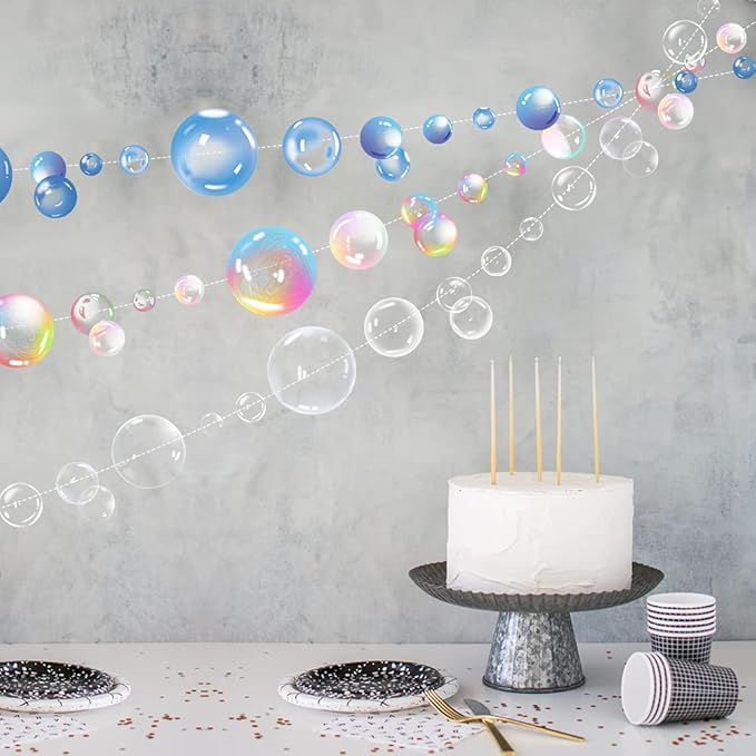 Transparent Bubble Garlands Mermaid Party Decoration Colored Blue