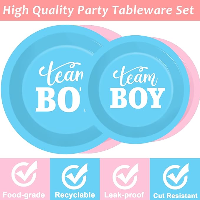 96 PCS Gender Reveal Party Supplies Gender Reveal Plates and Napkins