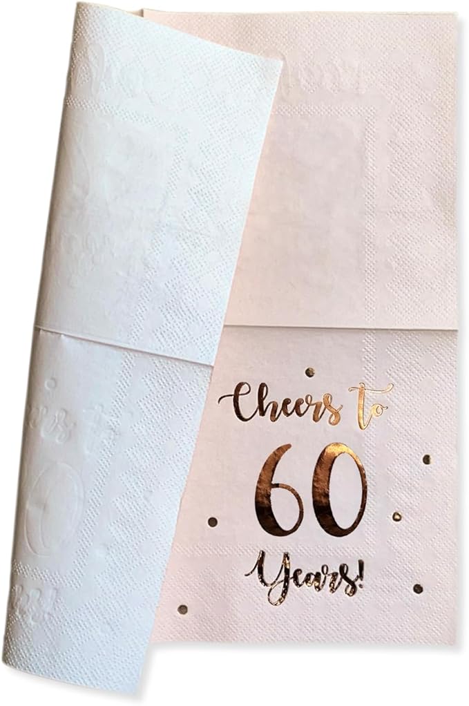 Cheers to 60 Years Cocktail Napkins | Happy 60th Birthday Decorations