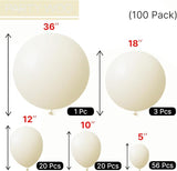 PartyWoo Pastel Yellow Balloons 100 pcs Different Sizes of 36 18 12