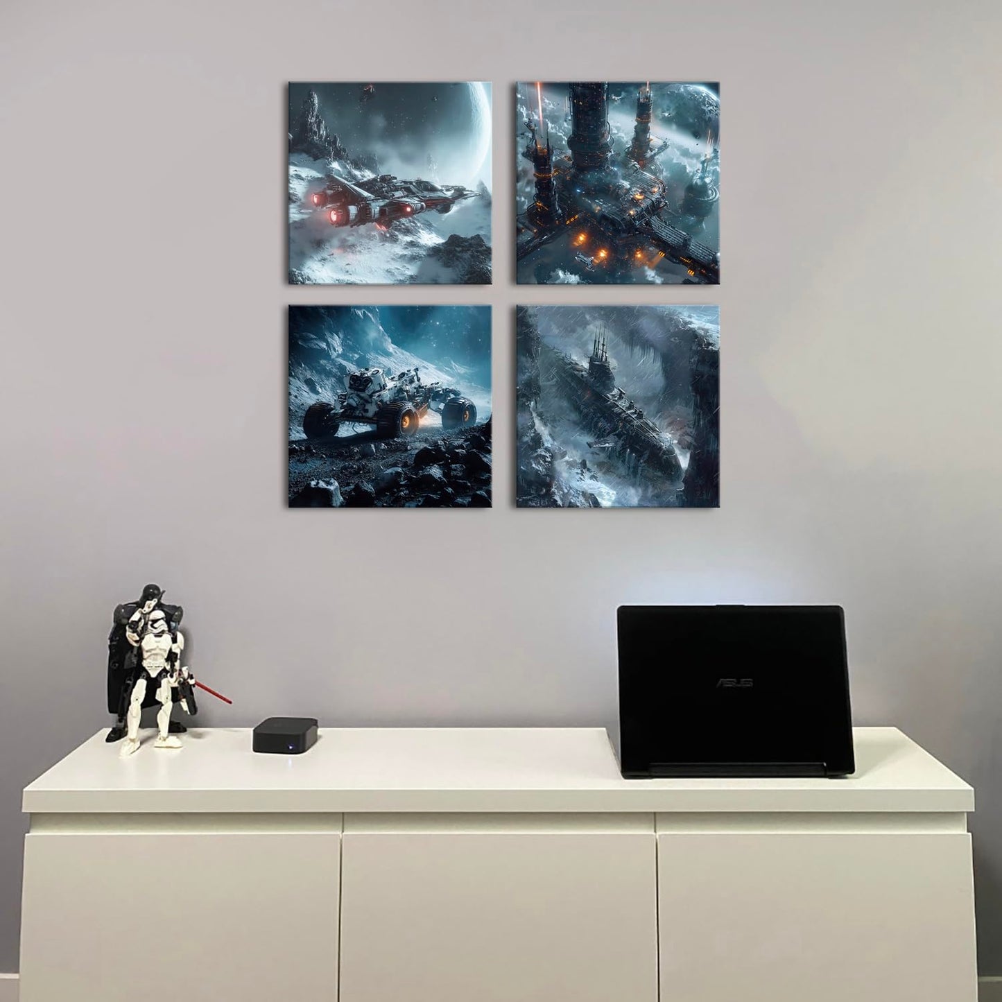 Cyberpunk Space Wall Decor Science Fiction Themed Astronaut Wall Art