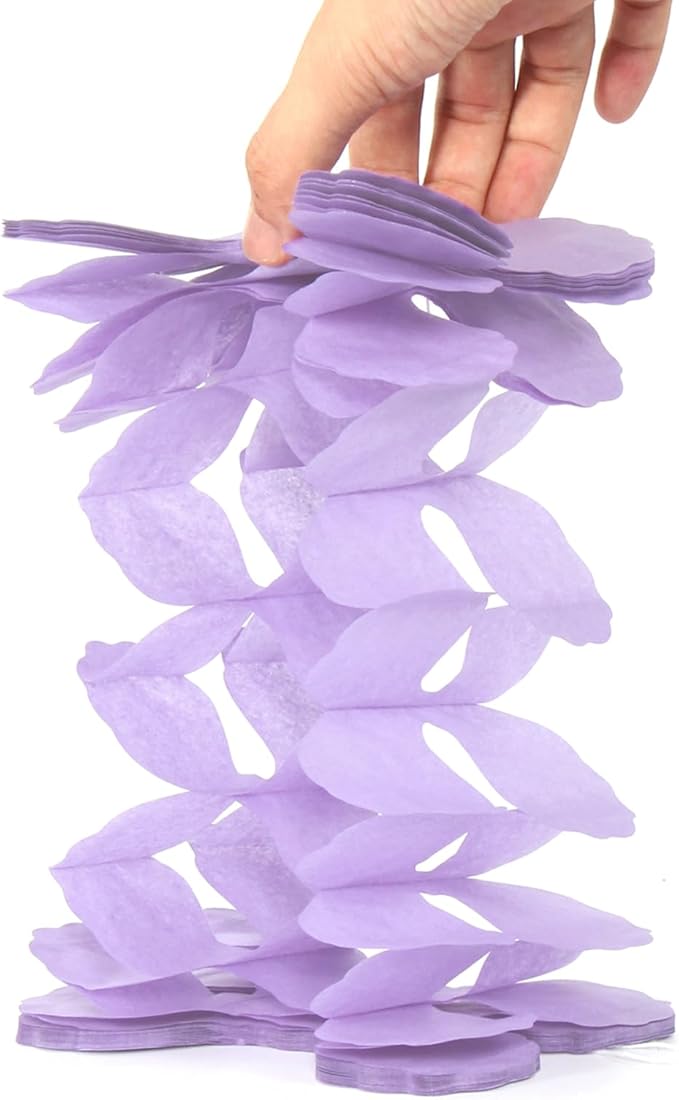 Purple White Lavender Party-Decorations Streamers-Garland - 12pcs