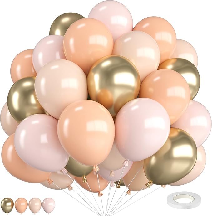 White Sand Gold Balloons,12 Inch Double Stuffed Boho Balloons and