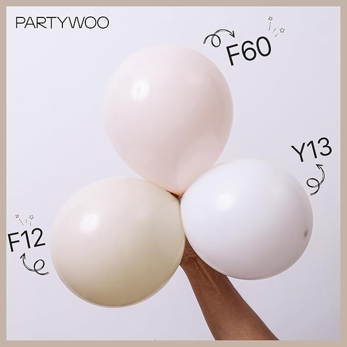 PartyWoo White Sand Balloons 100pcs 5 Inch Off White Beige Cream