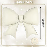 Cream Bow Foil Balloons 38 Inch, Large Beige White Bow Shaped Mylar
