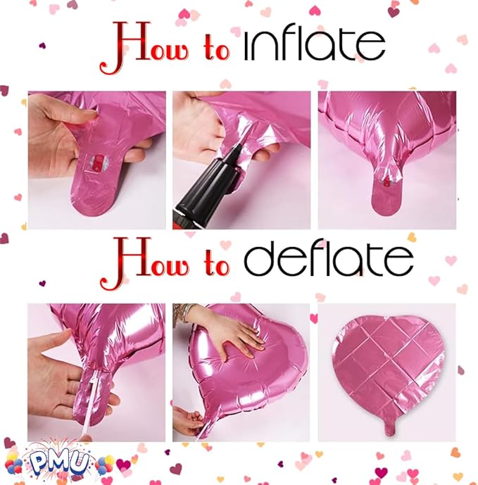 10Pcs 18 Inch Red Heart Balloons Valentine's Day Heart Shape Foil
