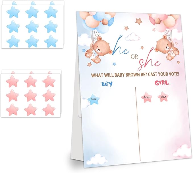 LNOKRIM Gender Reveal Party Games Bear Theme Baby Gender Reveal