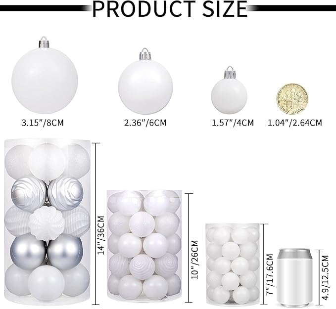 XmasExp 24ct Christmas Ball Ornaments Shatterproof Xmas Tree Hanging