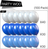 PartyWoo Blue and White Balloons 100pcs 12 Inch Pearl Light Baby