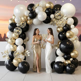 Black and Gold Balloon Arch Garland Kit 150pcs 2026 New Year's,