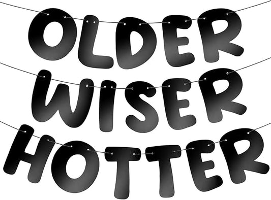 Fulmoon Set of 3 Pre Strung Older Wiser Hotter Glitter Banner Funny #1
