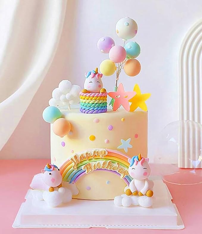 Luxury Unicorn Rainbow Cake Decoration Topper for Birthday Baby
