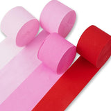 PartyWoo Pink Crepe Paper Streamers 4 Rolls 328 ft Pack of Dark Light