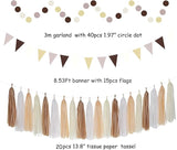 Boho Baby Shower White Brown Champagne Fall Party Decorations 33pcs