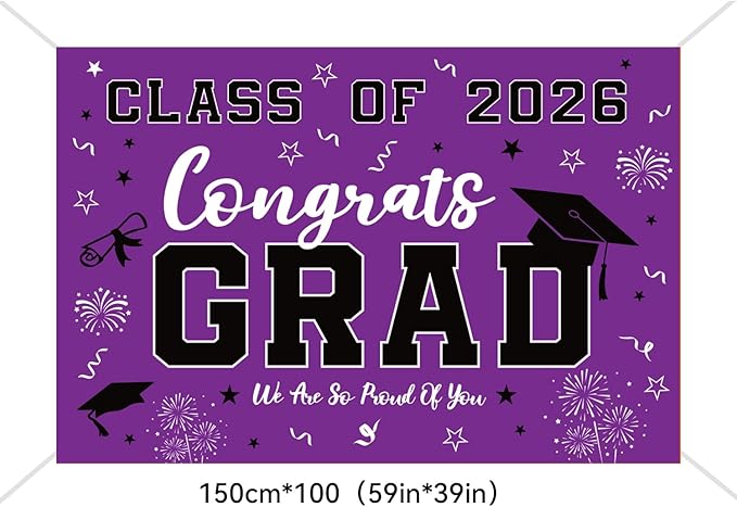 Graduation Decorations 2026 Purple Set, Congrats Grad Decor Set with