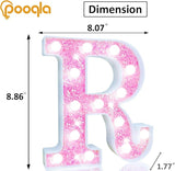 Pooqla LED Marquee Letter Lights, Light Up Pink Letters Glitter #18