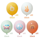 ANGOLIO 50Pcs Groovy Retro Hippie Balloons Party Supplies Smile Faces