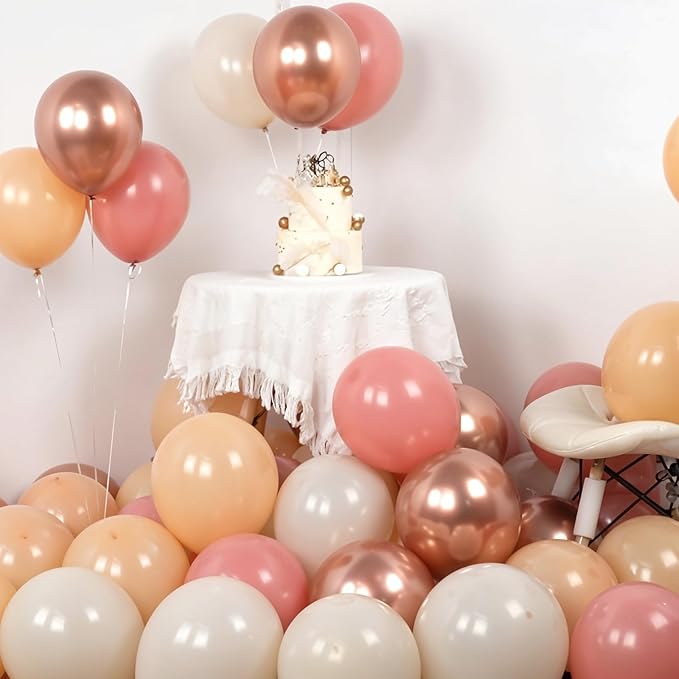 Retro Blush Pink Balloons, 60 Packs 12 Inch Dusty Pink Metallic