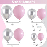 Pink and Silver Balloon Arch Kit, Metallic Silver Macaron Pink Balloon
