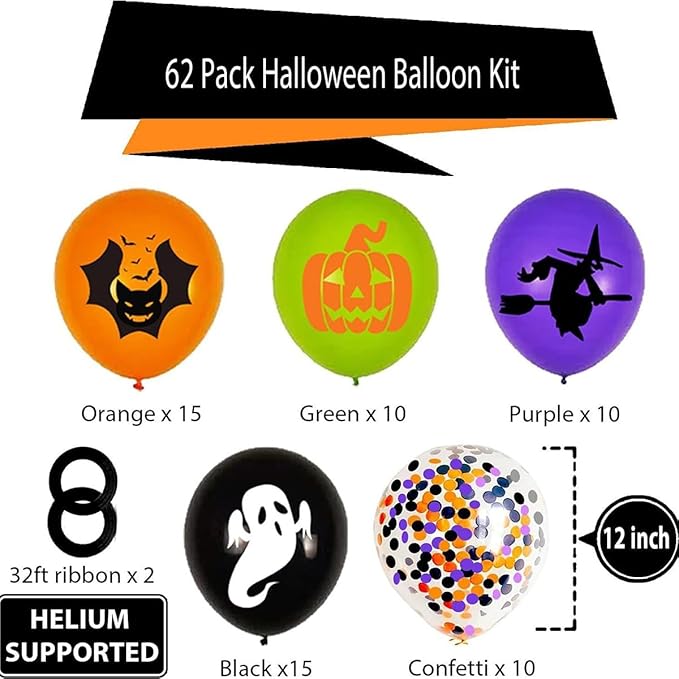 Halloween Party Balloons Decorations 65PCS 12 Inch Black Orange