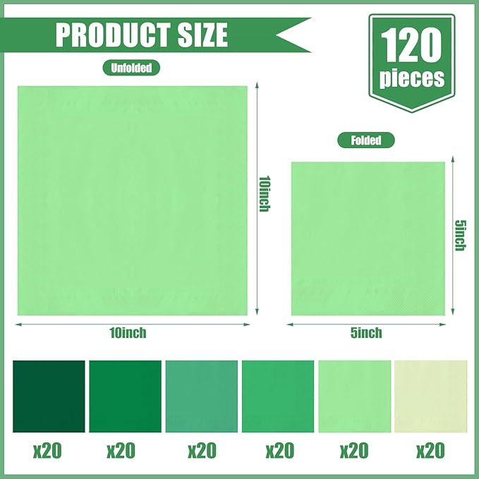 Whaline 120 Sheet St. Patrick's Day Cocktail Napkin 2 Ply Gradient