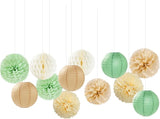 Sage Green Boho Party Decorations Paper Flowers Lanterns