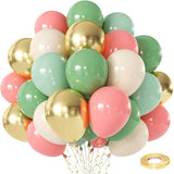 Zesliwy Sage Green Pink Gold Balloons,50Pcs 12Inch Dusty Mint Green