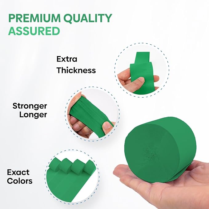 Captain Decor 4 Crepe Paper Streamers Rolls, 328ft Pack of Unique 4