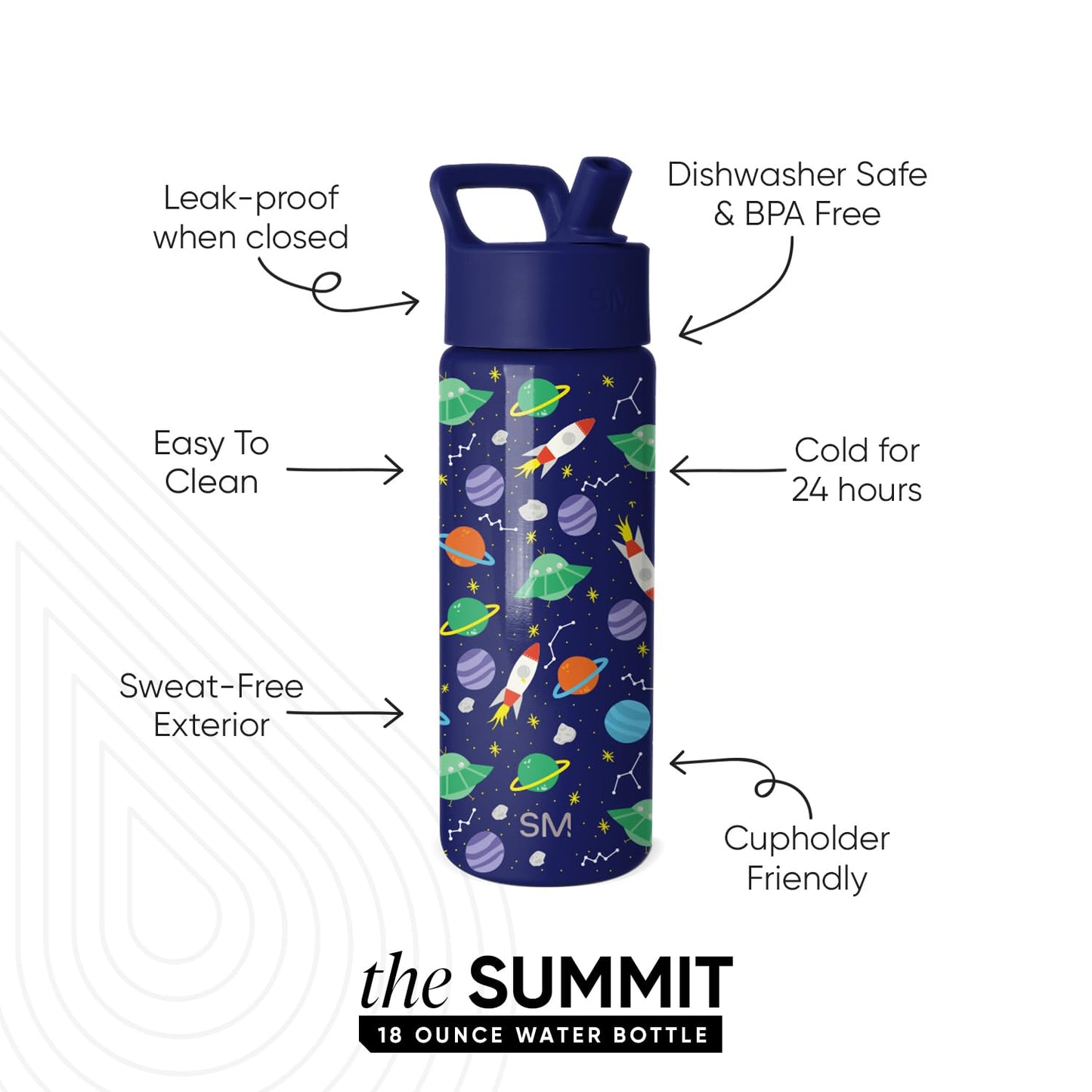Simple Modern Kids Summit Water Bottle with Straw Lid | 18oz Stainless