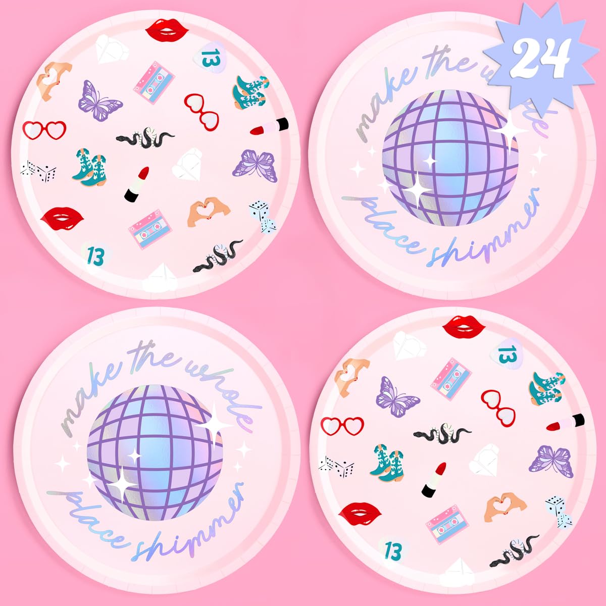xo, Fetti Party Paper Plates | 24pcs. 9" | Concert Party Tableware,