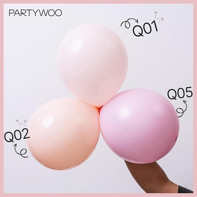 PartyWoo Pale Pink Balloons 100pcs Different Sizes of 18 12 10 5 Inch