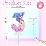 Unicorn Candle Number 3 Candle 3rd Birthday Decorations for Girls