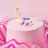Birthday Candles for Girls - Number 3 Candle, Colorful Macaron