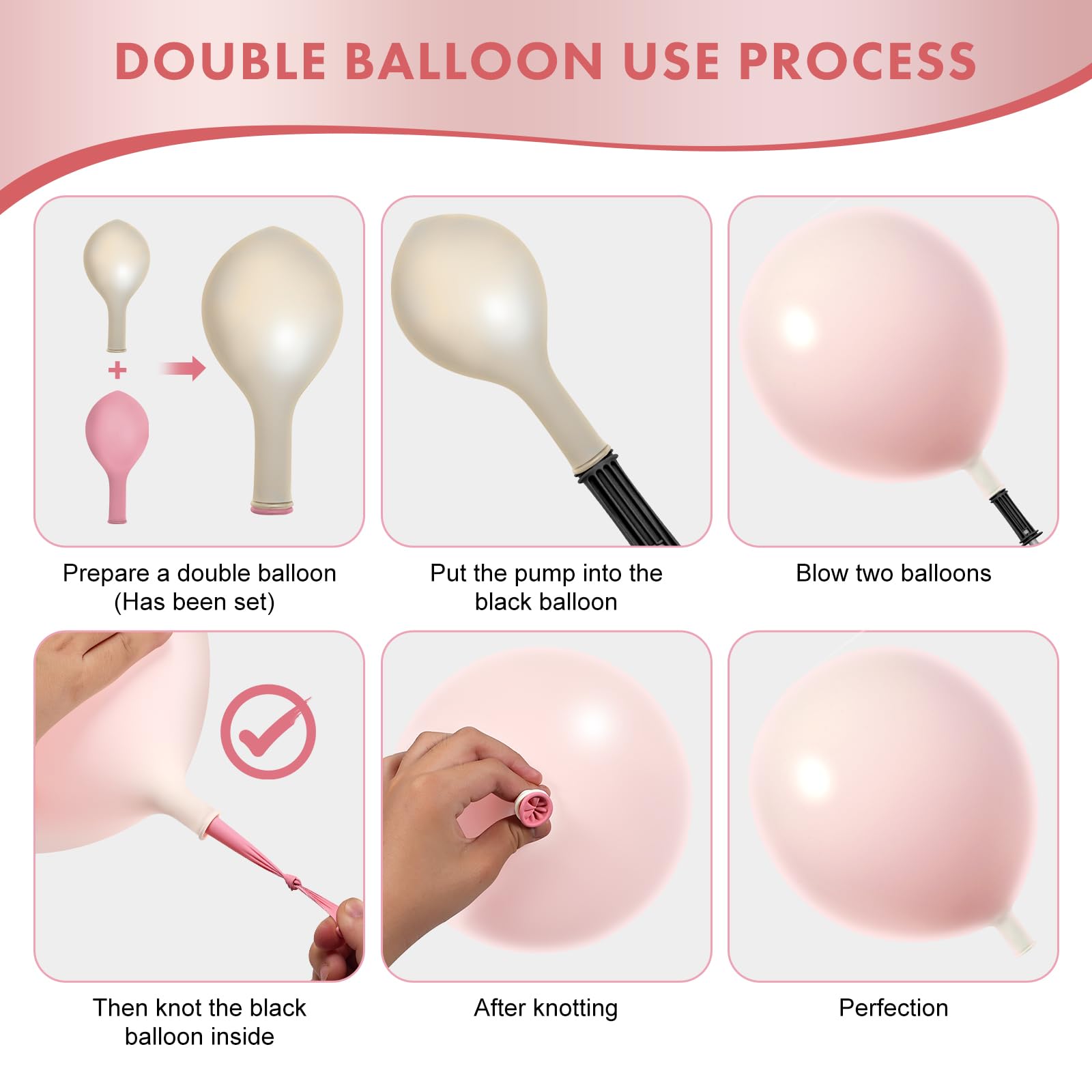 Pearl Pink Double-Stuffed Balloons - 5/12/18 Inch Light Pink Balloon