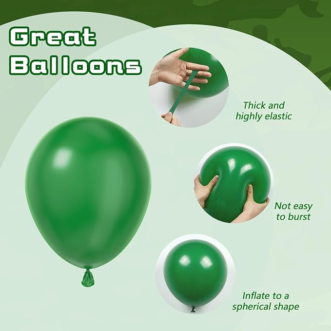 60pcs 12inch Camo Balloons, Green and Brown balloons with Dark Green
