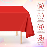 16 Pack Red Plastic Tablecloth for Rectangle Tables, Premium