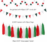 Red Green White Christmas Party Decorations 33pcs Banner Mexico