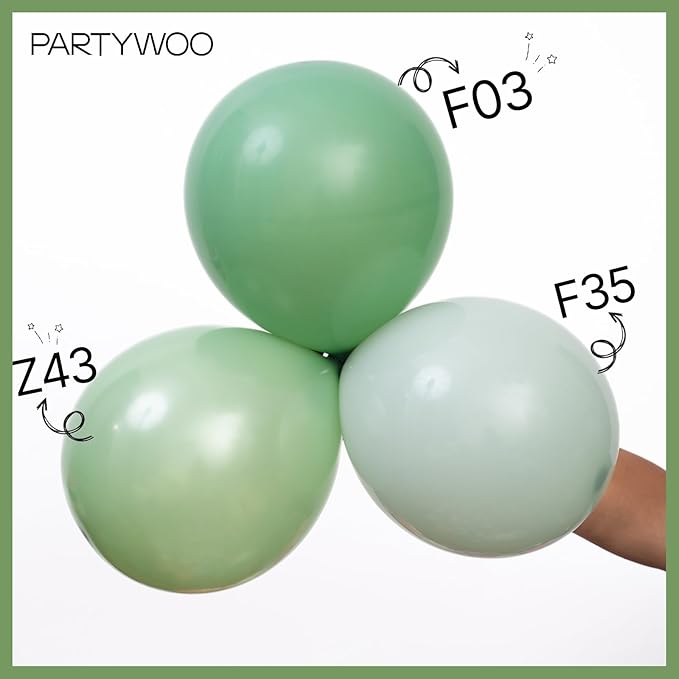 PartyWoo Dusty Green Balloons 50pcs 12 Inch Sage Olive Eucalyptus