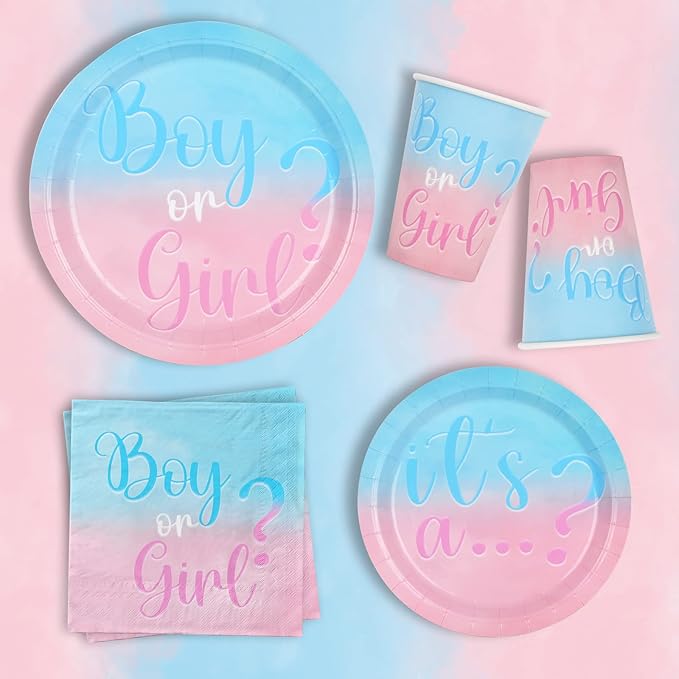 Baby Gender Reveal Party Supplies Boy or Girl Disposable Paper